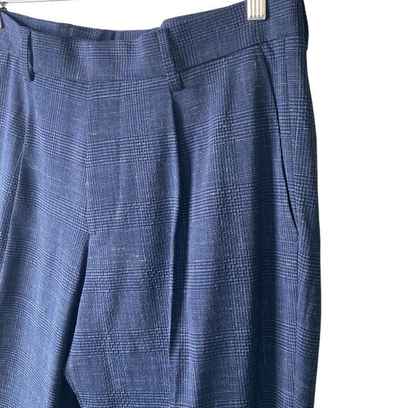 Hugo Boss New! Virgin Wool Linen Blend Plaid Pleated Trouser Dress Pant Stretch - Picture 5 of 16